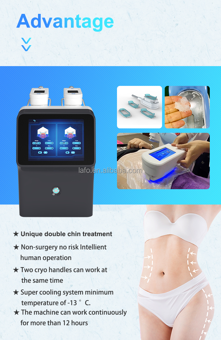 Newest portable 2 cryo handles 360 cryolipolysis machine for body slimming double chin removal
