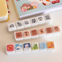 Nouveau tampon de journal créatif de style coréen, mini tampon pour clavier à six touches, tampon personnalisé pour cartes, tampon photosensible à motif de dessin animé