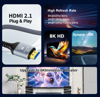 Cable de Fibra Óptica HDMI 8K con Cubierta Trenzada, Transmisión de Señal sin Pérdidas para Cine en Casa, Proyector, Grado Profesional