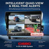Sistema de Detección de Punto Ciego CISBO AI BSD de 4 Canales con Monitoreo IA 1080P AHD, Sin Calibración, para la Seguridad de Camiones Pesados
