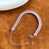 Nouveau Bracelet Chaîne Quadrilatère en Zircon 2025, Style Luxe Léger pour Femme, Plaqué Électrolytique, Cadeau Idéal