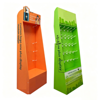 Accessoires de téléphone au détail pliables personnalisés pour présentoir en carton ondulé avec crochet Pegboard Peg Hanging