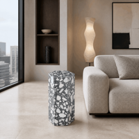 Table console en pierre terrazzo noir et blanc, table d'appoint rectangulaire moderne, chambre à coucher, salon, hôtel, villa, personnalisable