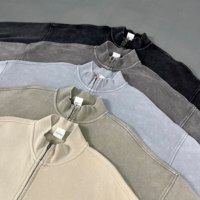 Patchs de broderie unisexe à imprimé bouffant personnalisé lavé à l'acide YKK fermeture éclair recadrée veste vintage fabricants sweat-shirt surdimensionné