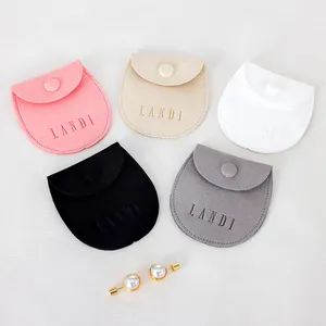 Flap Earrings Package Bags Small Jewelry Storage Bag Jewelry Gift Packaging Microfiber Pouches Envelope Suede Round Pouch