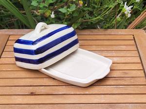 Plat à beurre peint à la main bleu et blanc <span class=keywords><strong>poterie</strong></span> <span class=keywords><strong>espagnole</strong></span> porte-beurre fait à la main et en céramique - Product Image 5
