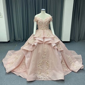 Robe de bal élégante Lsany280 rose poudré, col cœur, broderie florale scintillante, volants superposés, robe de Quinceañera Jancember - Product Image 6