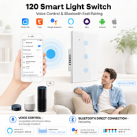Interrupteurs muraux tactiles Wi-Fi Tuya Smart US/Australie 1/2/3/4 gangs avec fil neutre, contrôle vocal Alexa Google Home