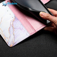 Étui portefeuille en cuir PU avec design marbré iExplore Flip Cover pour 17Promax Galaxy s25 A06 A16 A36 A56 M35 M55 Vivo Y77 Tecno Spark 8