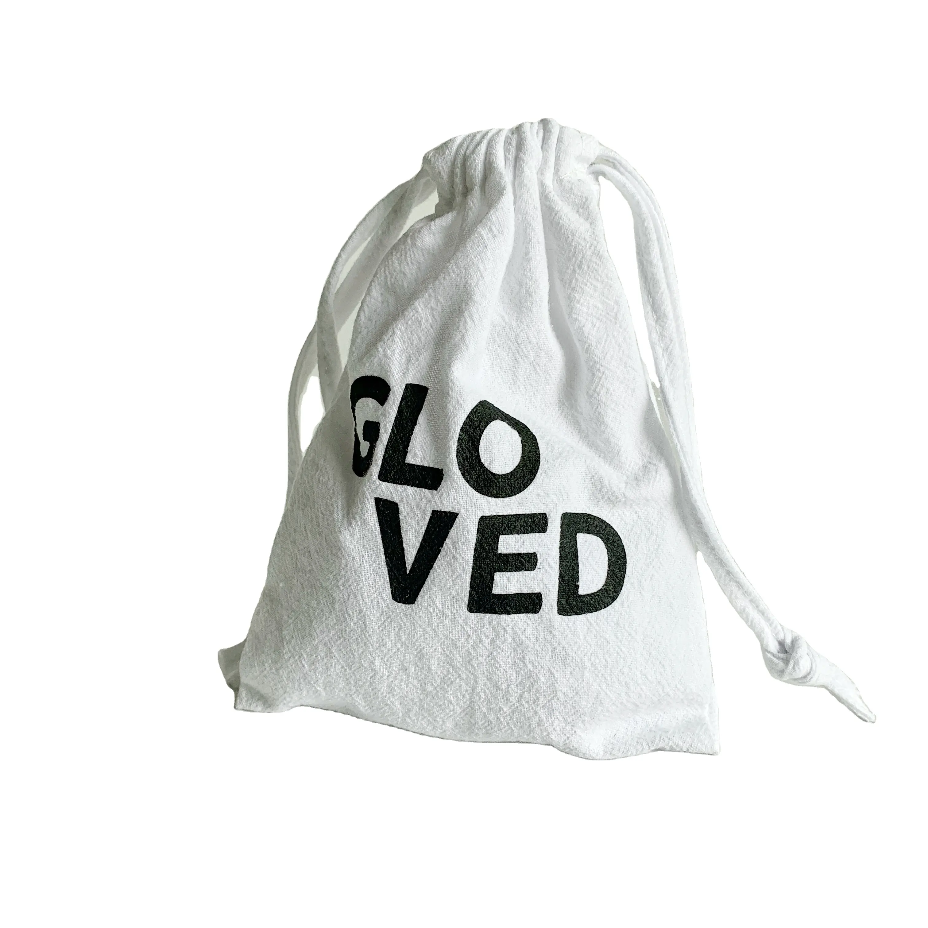 Iç çamaşırı swimmear için özelleştirilmiş süper beyaz pamuk kırışık muslin kılıfı İpli çanta