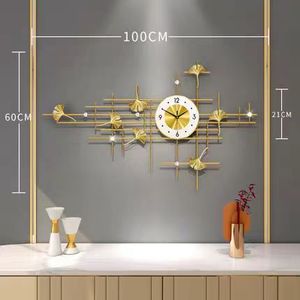 100*60cm Big Decor Wall <strong>Art</strong> <strong>Clocks</strong> Light Luxury Modern Creative Decorative Large Gold Metal Wall <strong>Clock</strong> - Product Image 1