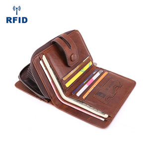 Cartera de Cuero Genuino Dujiang Unisex con Protección RFID, Monedero para Múltiples Tarjetas y Monedas, Uso Diario, Color Marrón - Product Image 3