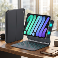 Keyboard Magnetik Magic Ultra Tipis 7-RGB Backlit Nirkabel dengan Touchpad Terintegrasi untuk iPad Mini 6/7 Baru yang Kompatibel, Mendukung OEM/ODM