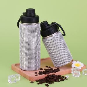 ขวดน้ำสแตนเลส 32 ออนซ์ ประดับเพชรเทียม พร้อมหลอดดูด ขายส่ง - Product Image 1