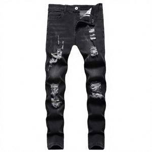Vaqueros Rectos Stonewashed Personalizados de Diseñador Y2K, Pantalones de Mezclilla Rasgados y Desgastados Estilo Hip Hop Ligeros para Hombre - Product Image 4