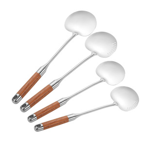 Ensemble de spatules en acier inoxydable 316 avec manche en bois de rose, cuillère de cuisine résistante à la chaleur pour la friture, utilisation en wok, pour la cuisine - Product Image 2