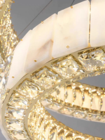 Lustre VEKO Villa en albâtre, lustre moderne en marbre et cristal pour salon à plafond haut
