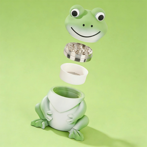 Rukioo Classic Cute Frog Design Zinc Alloy & <b>Plastic</b> 4-Part 90mm Large Dry Herb <b>Grinder</b> - Product Image 4