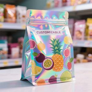 Eco-Friendly LDPE Plastic Food <b>Bags</b> - Custom Logo Holographic <b>Ziplock</b> Pouch for Candy/Chips/Tea 3.5g-1lb Bulk Packaging - Product Image 3