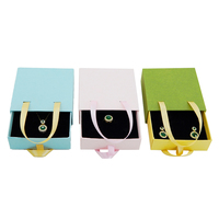 Boîte de tiroir en papier Floding populaire avec ruban Logo personnalisé boîte d'emballage de bijoux boucle d'oreille anneau collier pendentif boîte-cadeau