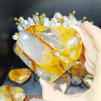 Pierre de méditation en quartz jaune feu en forme de cœur, prix d'usine, pour cadeau ou décoration