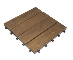 Tuile de terrasse en bois d'acacia-4 lattes Tuile de terrasse à emboîtement en bois pour la décoration de la maison sur l'entrée du balcon et l'aménagement paysager du jardin - Product Image 3