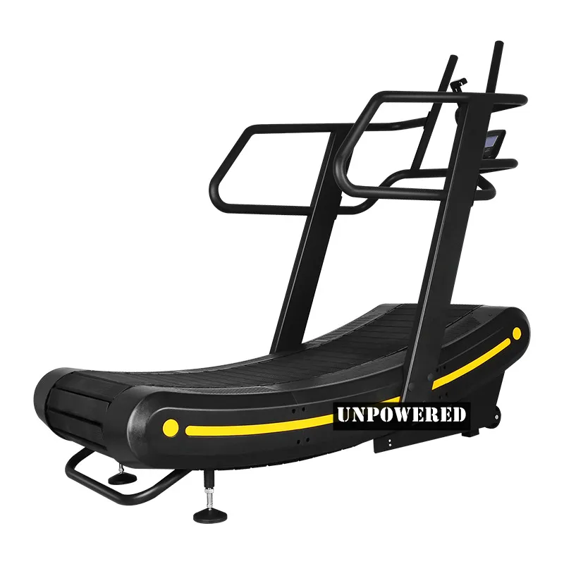 Motorless Curved Sprint Unpowered Treadmill with Adjustable Levels of Resistance