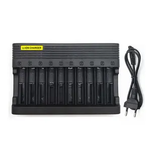 PUJIMAX 3.7v 18650 lithium battery charger fast power li ion battery charger 10 slots home lithium ion battery 3.7v chargers