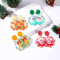Boucles d'oreilles pendantes mignonnes en acrylique motif sapin de Noël et bonnet de Père Noël pour fête, mariage, cadeau