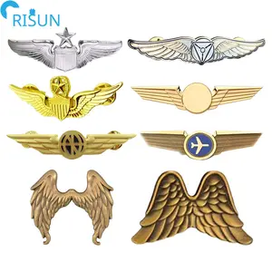 Customized 3D Enamel Pilot Aviation Angel Wing Shaped Lapel Pins Badges Brooches Custom Wing Shaped Enamel Pin