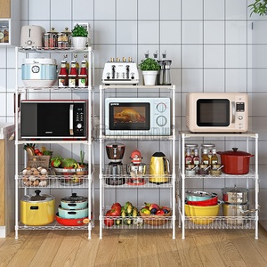 Étagère de rangement multifonctionnelle à 5 niveaux pour four à micro-ondes, <span class=keywords><strong>en</strong></span> fil blanc, avec paniers réglables - Product Image 6