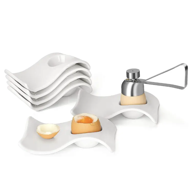 Porte-œufs en céramique blanc, vaisselle de restaurant personnalisé, design créatif de haute qualité
