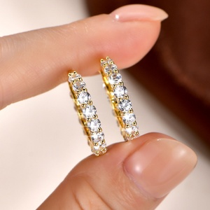 Dainty 14K Gold Filled Dazzling Claw Setting Round Cut <b>3mm</b> Zircon Jewelry 14k Gold Filled Hoop <b>Earrings</b> for Women - Product Image 6