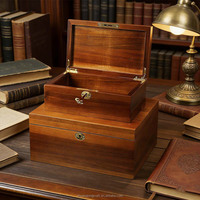 Boîte de rangement en bois massif de luxe avec serrure pour bijoux, souvenirs, documents, organisateur en bois vintage pour la décoration de la maison, du bureau ou du bureau à domicile