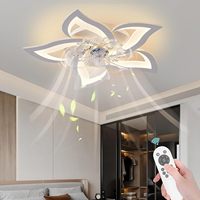 Ventilateur de plafond rétractable en forme de fleur, design pétale, 6 vitesses, réversible, télécommande APP pour chambre à coucher, lampe décorative pour la maison