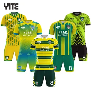 Groothandel Team Club Custom Voetbal Trui Groen Geel Voetbal Shirt 2022 2023 Uniform Voetbal