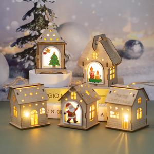 Factory <b>Christmas</b> Cabin-shaped Light-up Ornaments LED Glow <b>Mini</b> Cabin Decor, <b>Christmas</b> <b>Tree</b> Hanging Pendants for Holiday Home - Product Image 1