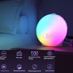 Despertador con Luz de Amanecer, Doble Alarma, Simulación de Atardecer, Ayuda <span class=keywords><strong>para</strong></span> <span class=keywords><strong>Dormir</strong></span>, con Radio FM y Luz Nocturna RGB <span class=keywords><strong>para</strong></span> Dormitorio - Product Image 4