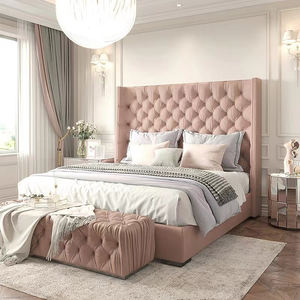 Cama King de Terciopelo de Lujo Minimalista Moderna, Juego de Dormitorio Tapizado de Alta Calidad para Recámaras Principales de Hotel/Villa - Product Image 4