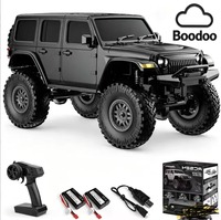 Boodoo 1:24 Coche RC Metálico Escala 1:24 para Escalar Rocas con Luces LED, Cable USB, Nivel Experto, Todo Terreno, Listo para Usar (Negro) 787-1