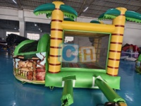 Nouveauté : Combo de château gonflable singe avec toboggan pour usage commercial, toboggan gonflable extérieur safari