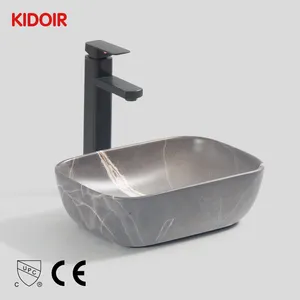 Kidoir high quality ceramic wash basin marble design sink bathroom support table top art wash basin