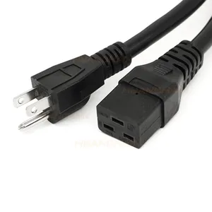 nema 5-15p to c19 14awg power supply cord,ac us 3 pin power cable for computer