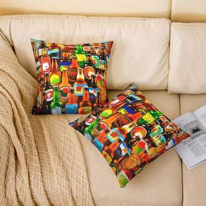 Housse de coussin moderne et artistique, housse de coussin en lin colorée en forme de bouteille de boisson king Cola, adaptée à la décoration de la maison - Product Image 4