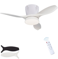 Ventilateur de plafond moderne avec télécommande, ABS, lumière LED, 3 vitesses, vent puissant, pour chambre à coucher, salon et restaurant