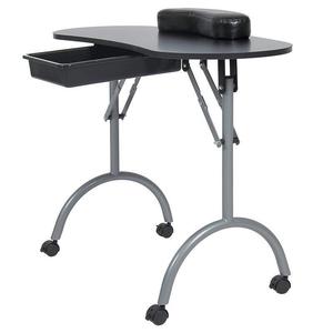 Table à ongles pliable portable avec tiroir de rangement, station de manucure roulante noire - Product Image 3