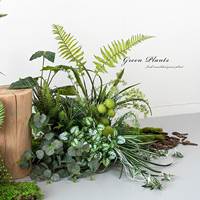 Fleurs artificielles en soie DIY faites à la main, plantes vertes, eucalyptus, palmier Areca, branche unique, pour mur de fond paysager QiYing Victory