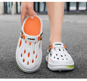 Sandales d'été à bout rond respirantes avec bandeau pour hommes, pantoufles à semelle épaisse antidérapantes, chaussures de bureau ajourées, chaussures de sport décontractées pour l'extérieur et la plage - Product Image 5
