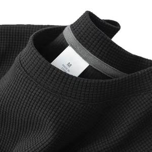 Camiseta de Verano para Hombre, Estilo Vintage, Cuello de Punto Waffle, Manga Corta, Corte Holgado, Talla Grande, Seda Helada, Diseño Liso, Estilo Casual - Product Image 4