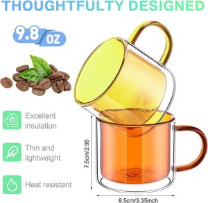 Tazas de Café y Té de Vidrio Transparente de Alta Calidad, Tazas de Espresso de Doble Pared con Asa, Venta al Por Mayor - Product Image 3